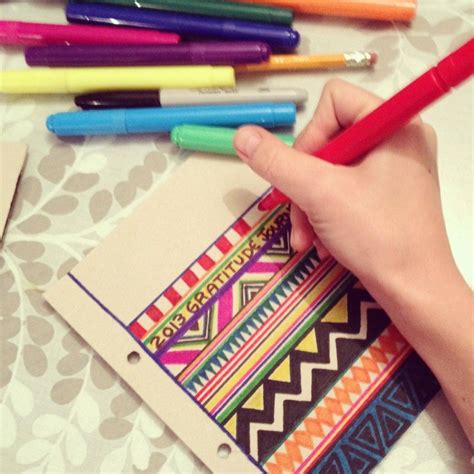 Wrap the cover around a small composition book and then decorate the. Decorating a Journal Cover | Decorate Color Gratitude ...