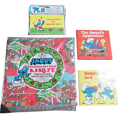 The 1980's Smurf Collection Christmas Wrapping Paper Set | Christmas wrapping paper, Christmas ...
