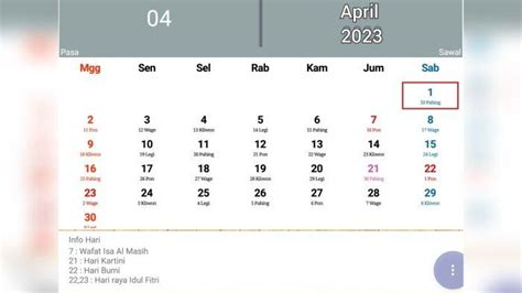 Cek Weton Kalender Jawa Besok Sabtu Kliwon 29 April 2023 Bisa