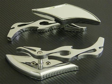 Sell Universal Chrome Diamond Flame Rearview Mirrors For Cruiser Chopper Motorcycle In Temple