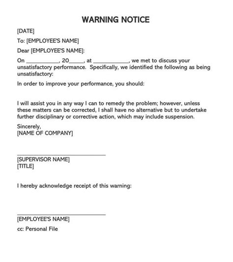 How To Write An Employee Warning Notice 12 Free Templates
