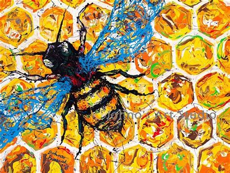 Honey Bee Art 16x20 Giclee Print Modern Wall Art Bug Art Etsy