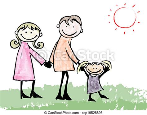 Padre Madre E Hija Dibujos Animados Una Familia Feliz