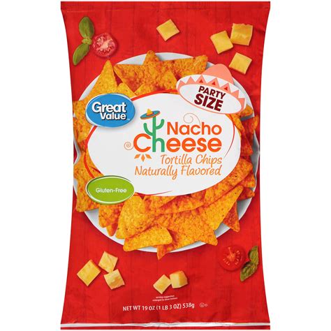 Great Value Party Size Nacho Cheese Tortilla Chips 19 Oz