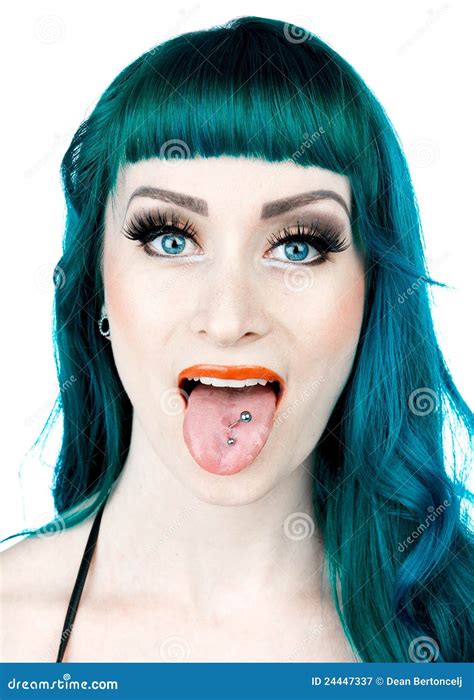 Woman With Pierced Tongue Stock Image Image Of Facial