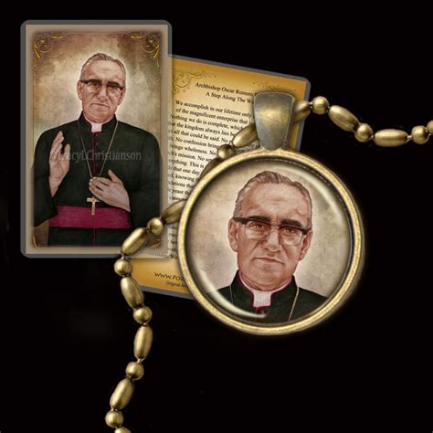 St Oscar Romero Pendant And Holy Card T Set Portraits Of Saints