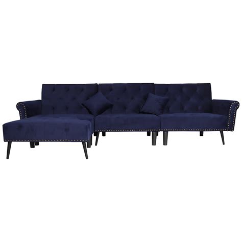 Kepooman Modern Mid Century L Shaped Sectional Sofa Couch Upholstered