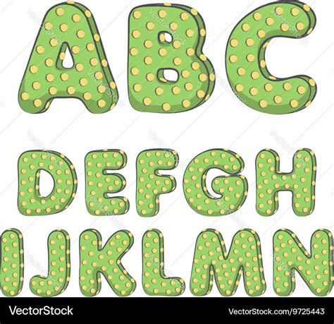 Cactus Alphabet From A To N Royalty Free Vector Image