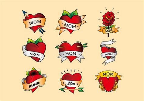 Heart Shaped Tattoos With Ribbons And Banners On Them Including Moms
