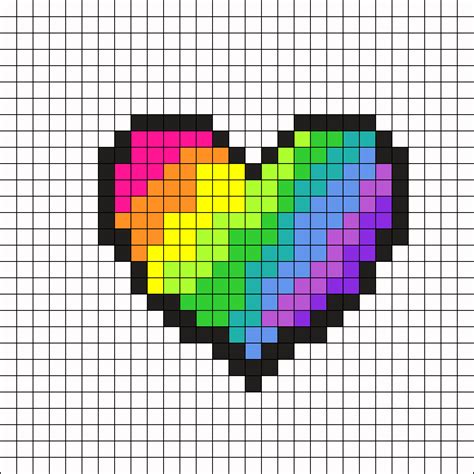 Rainbowheart By Emilylockhart On Kandi Patterns Pixel Art Coeur