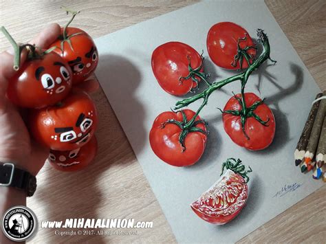 Drawing Tomatoes Realistic 3d Art Art By Mihai Alin Ion