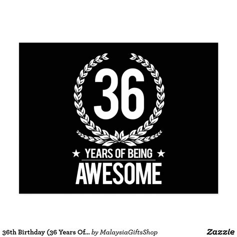 36th Birthday 36 Years Of Being Awesome Postcard Zazzle 36th Birthday Birthday Quotes