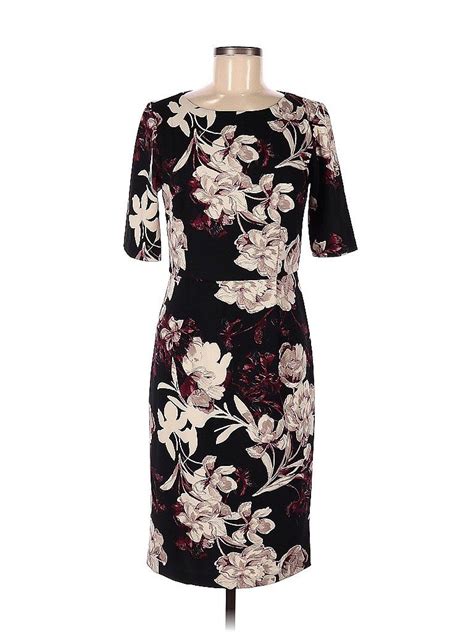 Liz Claiborne Casual Dress Sheath Black Floral Dresses Used Size 6 In 2022 Floral Dress