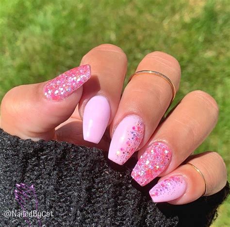 50 Pretty Pink Nail Design Ideas The Glossychic Pink Sparkly Nails Pink Sparkle Nails