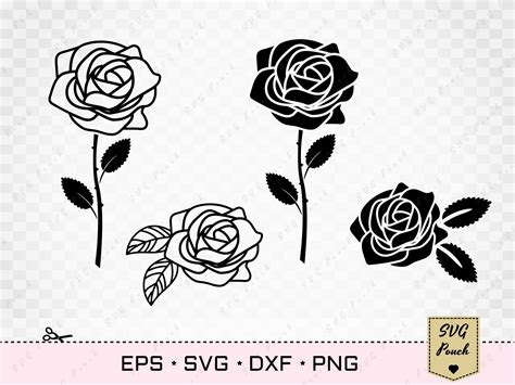 Rose Flower With Branch Svg Rose And Stem Svg Rose Flower Svg Svg Hubs