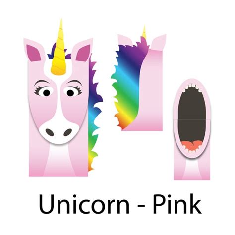 Pink Unicorn Paper Bag Puppet Full Color Downloadable Pdf Etsy