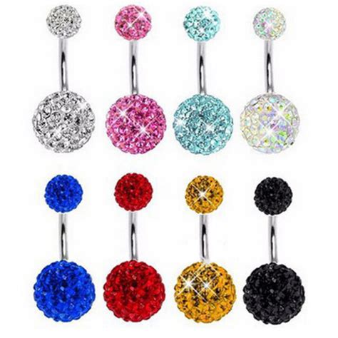 1pc Steel Belly Button Rings Crystal Navel Heart Piercing Navel Sex