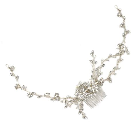 gold color floral hair comb bridal headband wedding hair vine accessories handmade hair jewelry