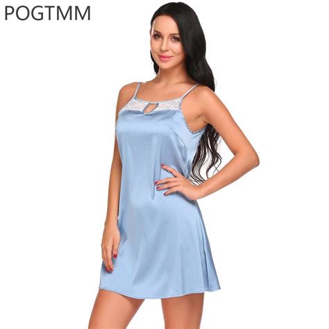 Summer Sexy Backless Satin Night Gown Women Lace Short Mini Nighties