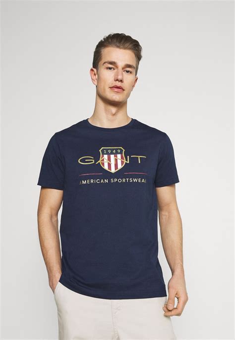 Gant D2 Archive Shield Ss T Shirt Con Stampa Evening Blueblu Scuro