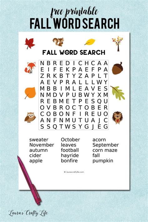 Fall Word Search Lauras Crafty Life