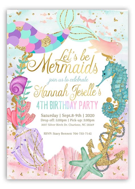 Mermaid Birthday Invitation Template