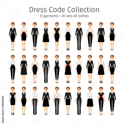 Business Woman Collection Women Dress Code Vector Set Stock Vector Adobe Stock