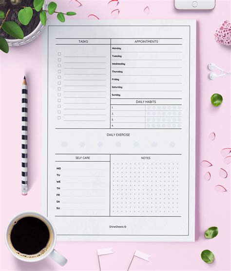 Weekly Planner Printable Week On 2 Pages Shinesheets