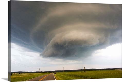 A Rotating Supercell Thunderstorm And Wall Cloud Wall Art Canvas