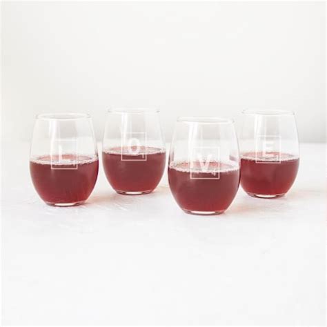 Cathys Concepts V17 Ld1106 4 15 Oz Love Letter Stemless Wine Glasses Set Of 4 4 Kroger