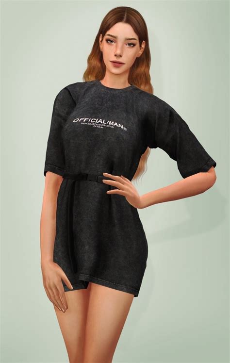 Boyfriend Tee Dress At Elliesimple Sims 4 Updates