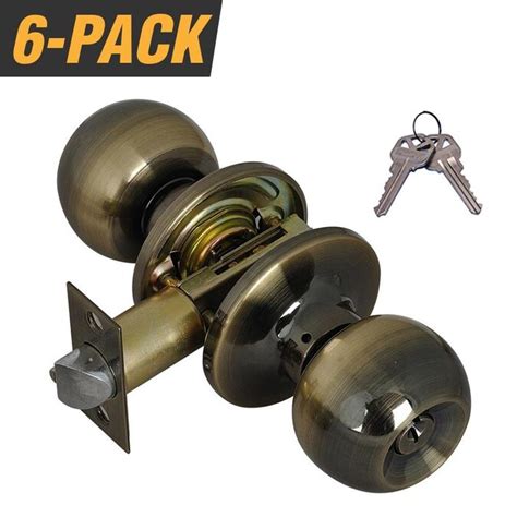 Grip Tight Tools Antique Brass Keyed Entry Door Knob 6 Pack In The