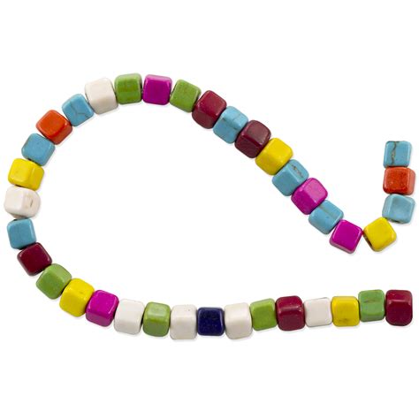 VALUED Mixed Dyed Magnesite Cube Beads 4mm 15 Strand