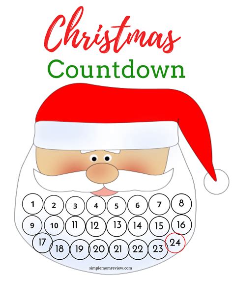 Santa Advent Calendar For Kids Free Printable Simple Mom Review