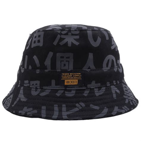 10deep Thompson Fisher Bucket Hat Black Kanji Print Hats For Men
