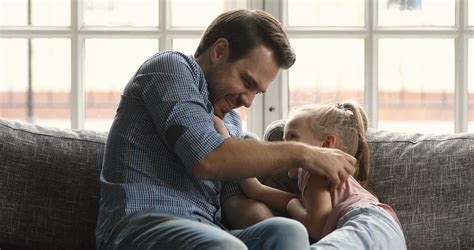 Joyful Father Playing With Giggling Daughter Stock Footage Sbv