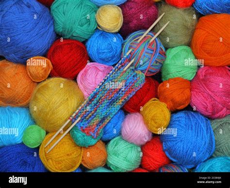 Colorful Balls Of Wool Stock Photo Alamy