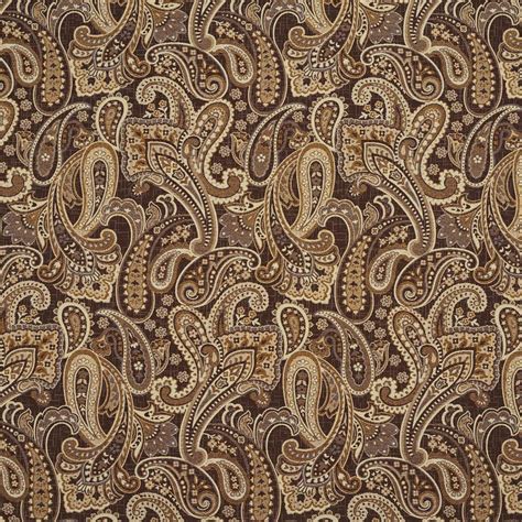 E713 Brown And Brass Woven Paisley Upholstery Fabric