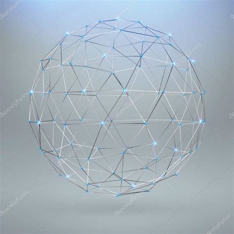 Elemento Poligonal Wireframe Esfera 3d Con Diamantes Vector Gráfico