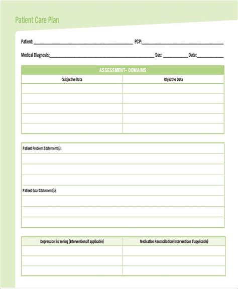 Free Printable Care Plan Forms