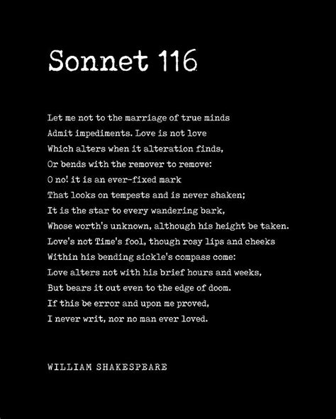Sonnet 116 William Shakespeare Poem Literature Typewriter Print 2