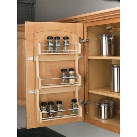 15 Kitchen Cabinet Door Mounted Wooden 3 Shelf Storage Spice Rack