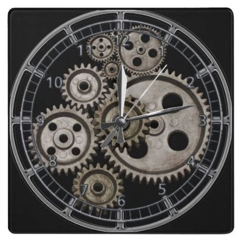 Steampunk Gears Cogs Engine Square Machine Clock Zazzle Steampunk