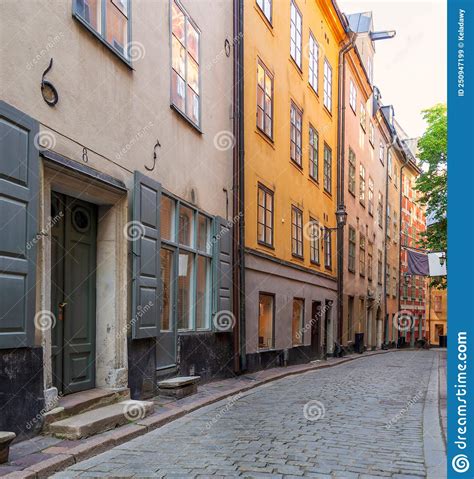 Narrow Alley In Gamla Stan The Old Town Of Stockholm Sweden With Old