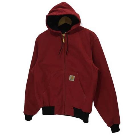 Vintage Vintage Carhartt Zip Up Hoodie Jacket Red M Sz Grailed