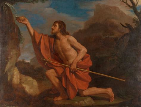 Saint John The Baptist In The Wilderness Painting By Guercino