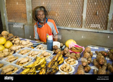 Man Selling Produce At The Market Nieuw Nickerie Suriname Stock Photo