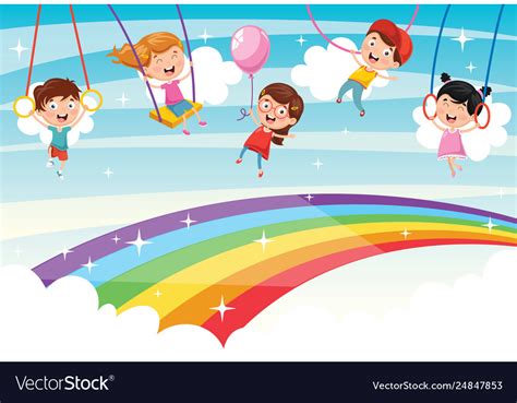 Rainbow Children Royalty Free Vector Image Vectorstock