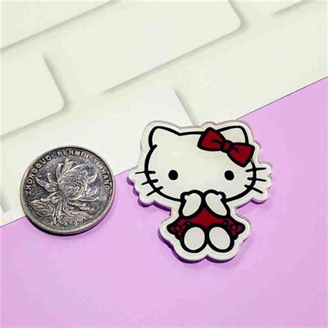 hot new 1pcs cartoon hello kitty cat icon acrylic brooch badges pin buttons backpack clothes