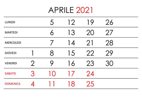 Calendario Aprile 2021 Calendariosu